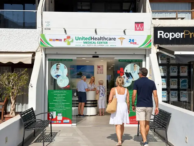 Centro Médico Puerto del Carmen con visitantes y atención en recepción