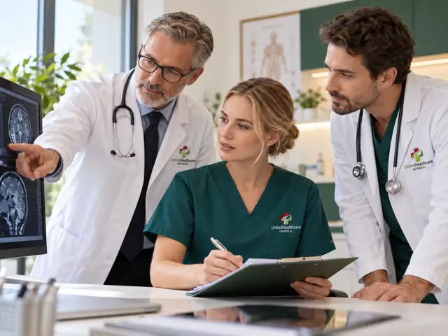 Equipo de especialistas revisando información clínica